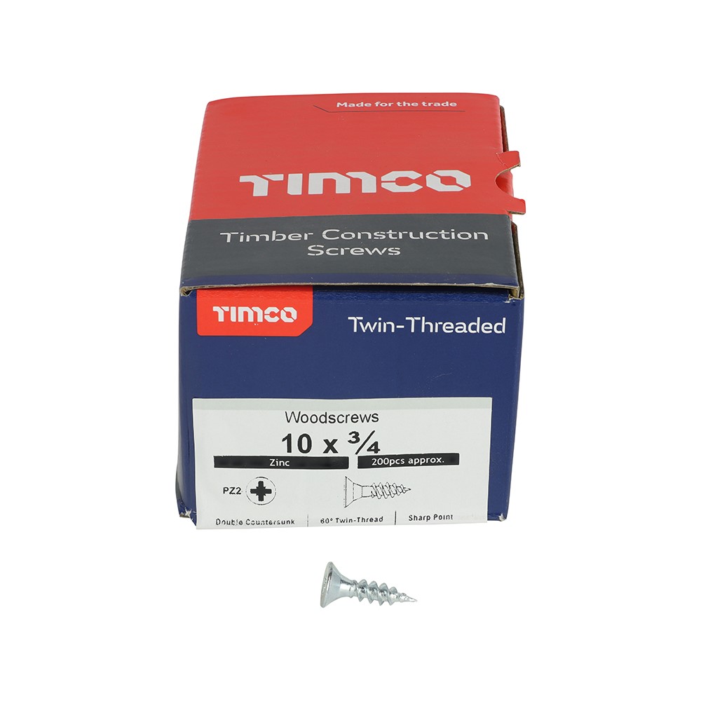 TIMCO Twin-Threaded Woodscrews - PZ -Zinc 10g x 3/4