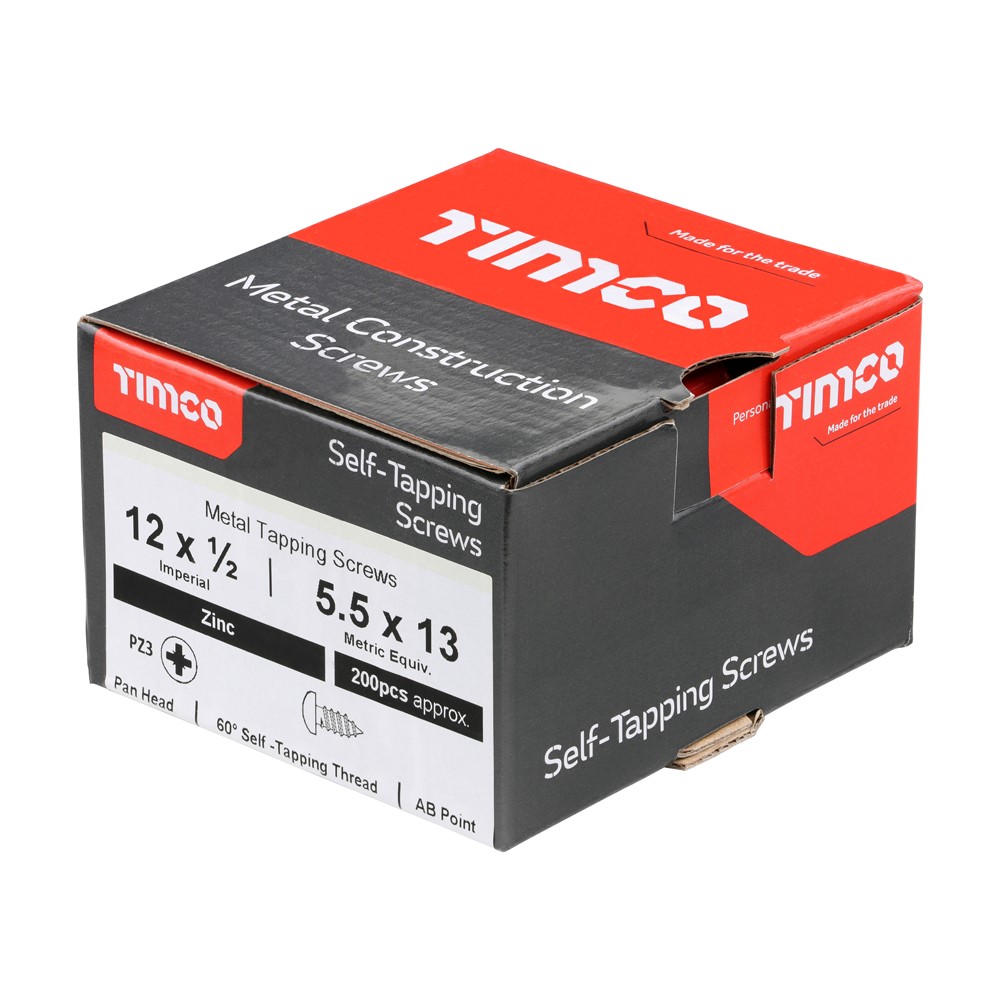 TIMCO Self Tapping Screws PZ3 Pan Head Zinc 12g x 1/2