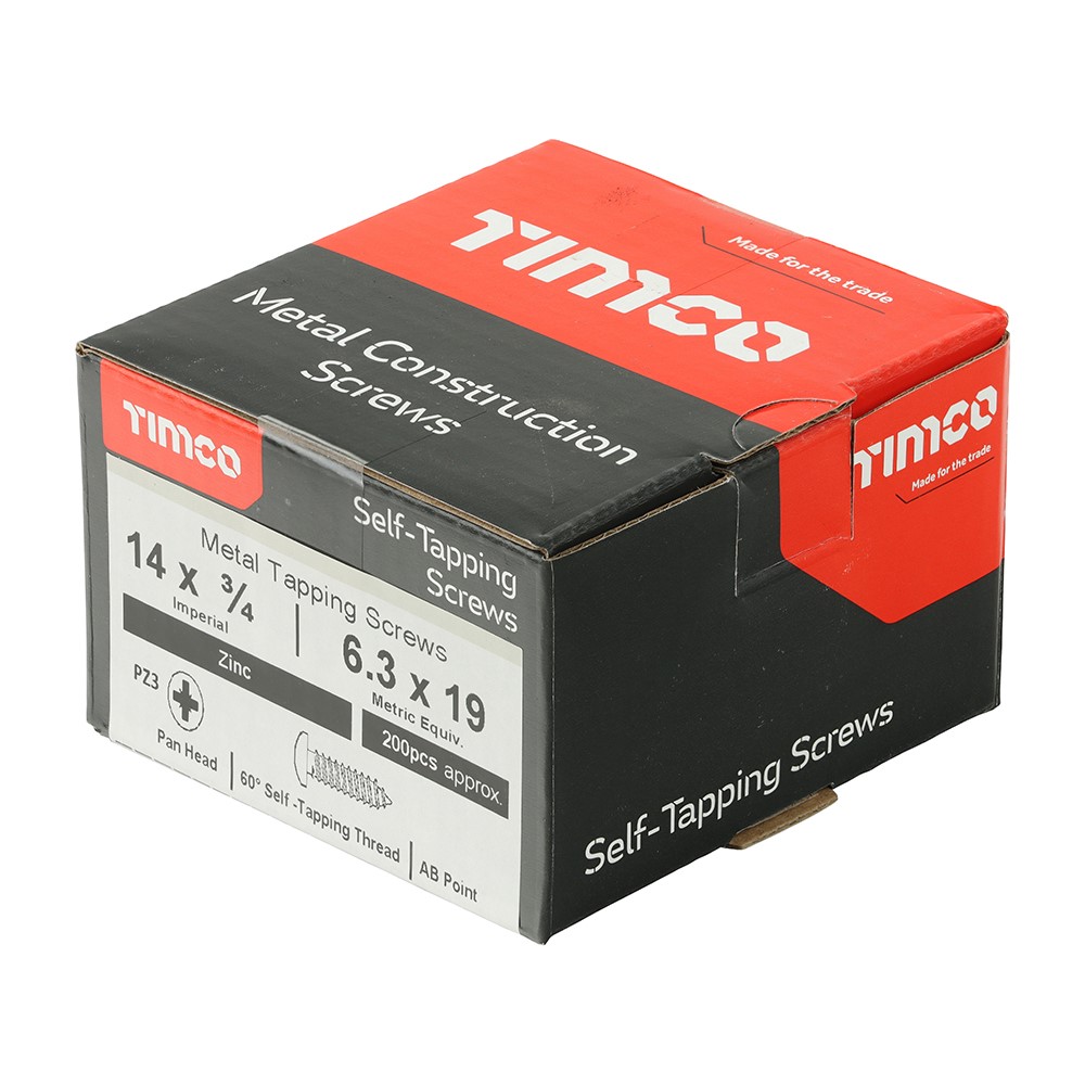 TIMCO Metal Tapping Screws - PZ - Pan - Self-Tapping - Zinc 14g x 3/4