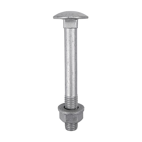 TIMCO Carriage Bolts Hex Nuts & Form A Washers - Dome - Exterior - Silver M6 x 100mm (10 Bag)