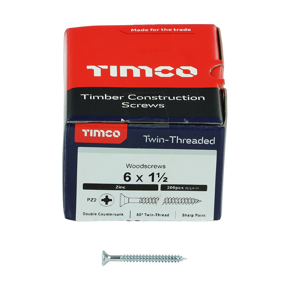 TIMCO Twin-Threaded Woodscrews - PZ -Zinc 6g x 1 1/2