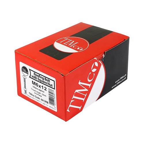 TIMCO Roofing Bolts with Square Nuts - Zinc M6 x 16mm (200 Pack)