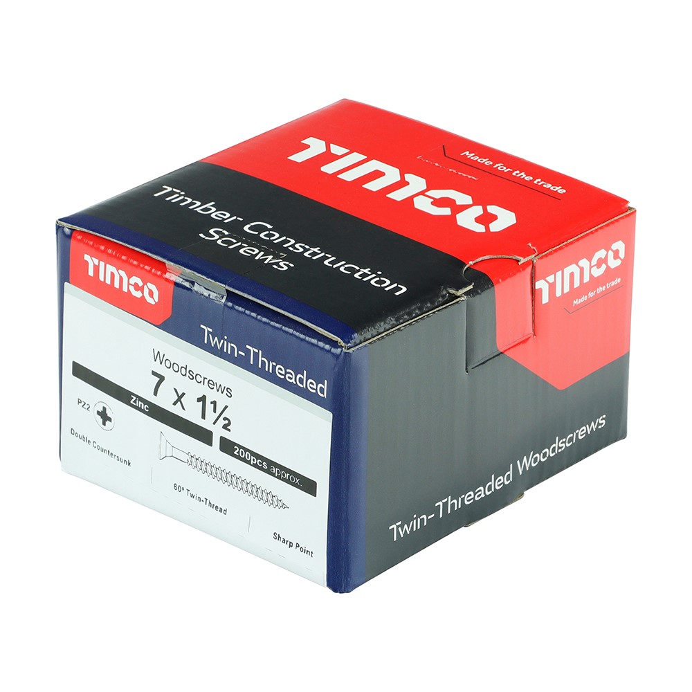 TIMCO Twin-Threaded Woodscrews - PZ -Zinc 7g x 1 1/2