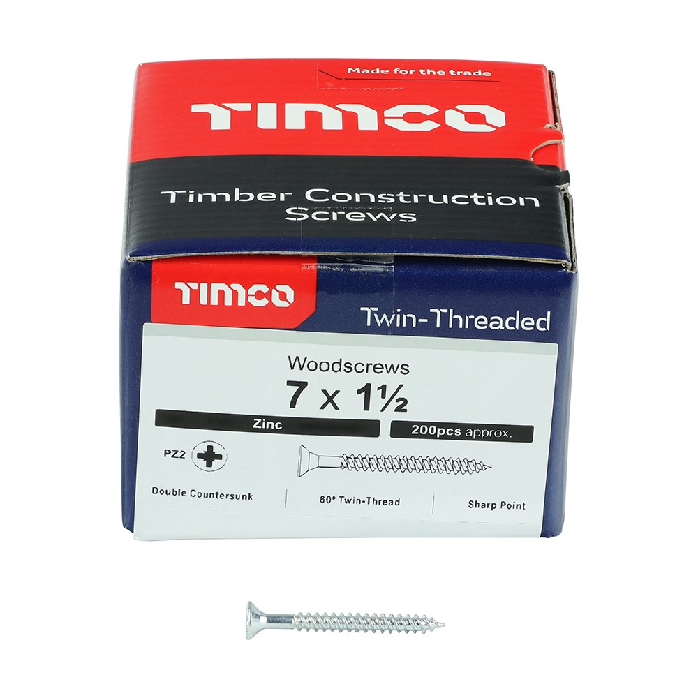 TIMCO Twin-Threaded Woodscrews - PZ -Zinc 7g x 1 1/2