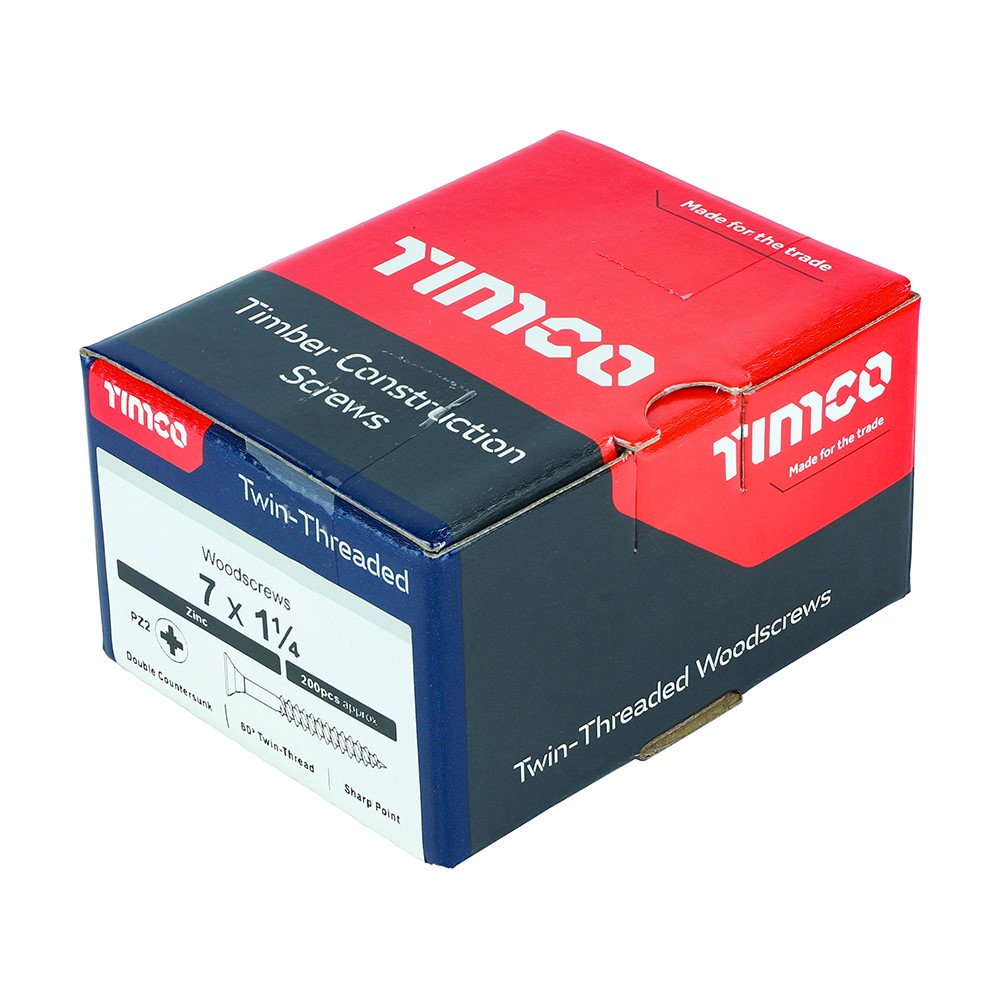 TIMCO Twin-Threaded Woodscrews - PZ -Zinc 7g x 1 1/4