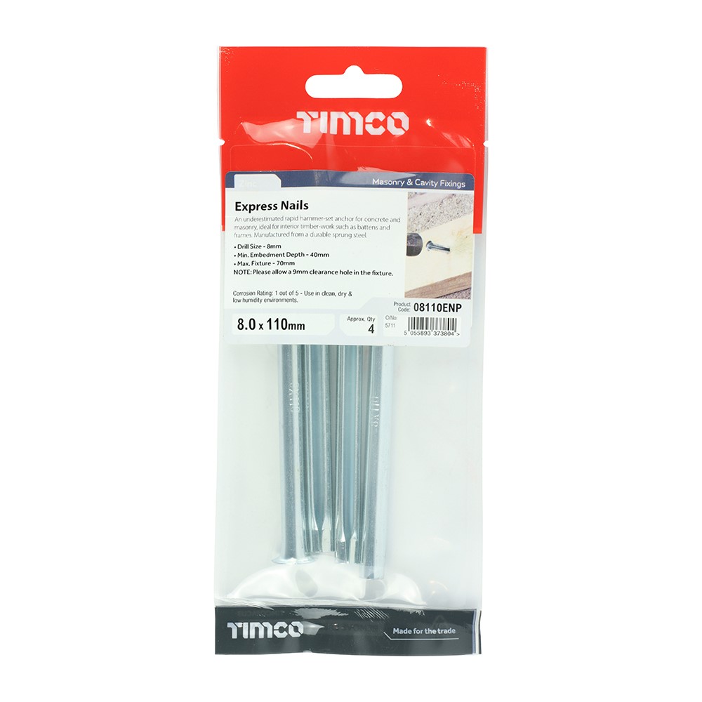 TIMCO Express Nails - Zinc 8.0 x 110mm (4 Pack)