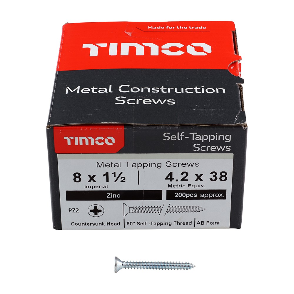 TIMCO Self-Tapping Screws - PZ - Pan - Zinc 8g x 1 1/2