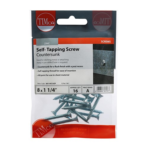 TIMCO Self-Tapping Screws - PZ - Countersunk - Zinc 8g x 1 1/4