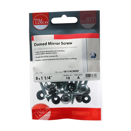 TIMCO Mirror Screws - Zinc - Chrome Dome 8g x 1 1/4