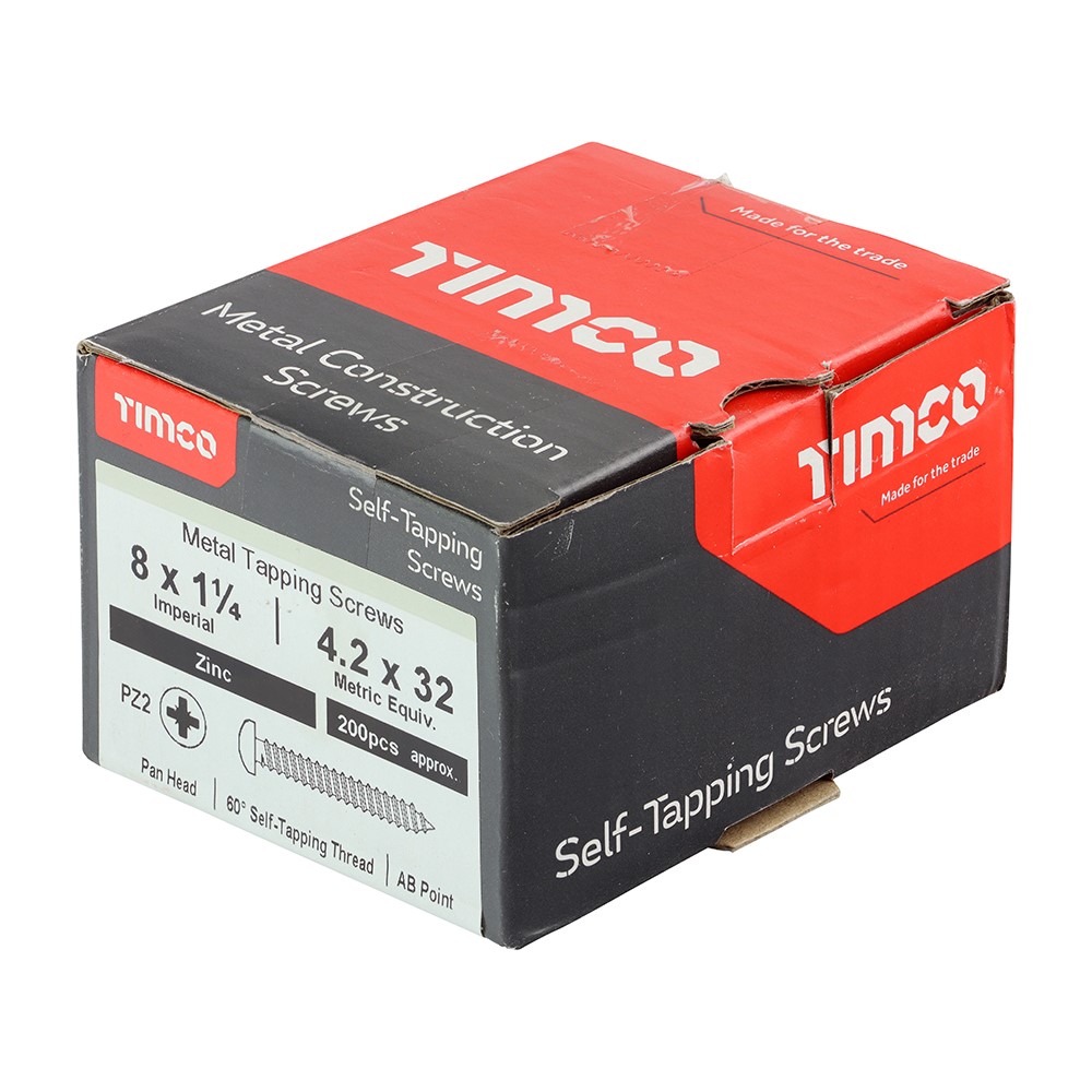 TIMCO Self-Tapping Screws - PZ - Pan - Zinc 8g x 1 1/4