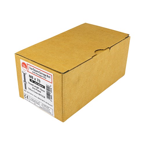 TIMCO Carriage Bolts & Hex Nuts - Zinc M8 x 160mm (25 Pack)