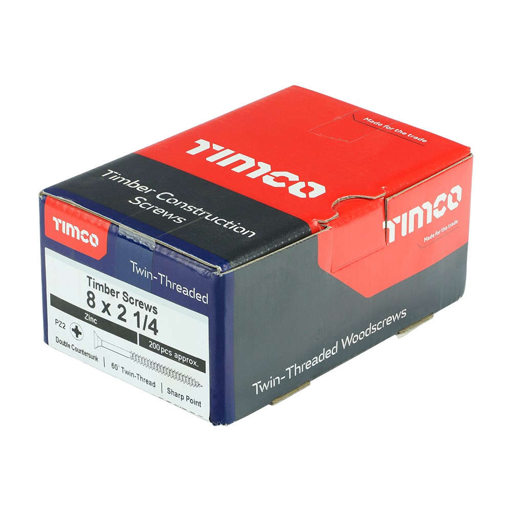 TIMCO Twin-Threaded Woodscrews - PZ -Zinc 8g x 2 1/4