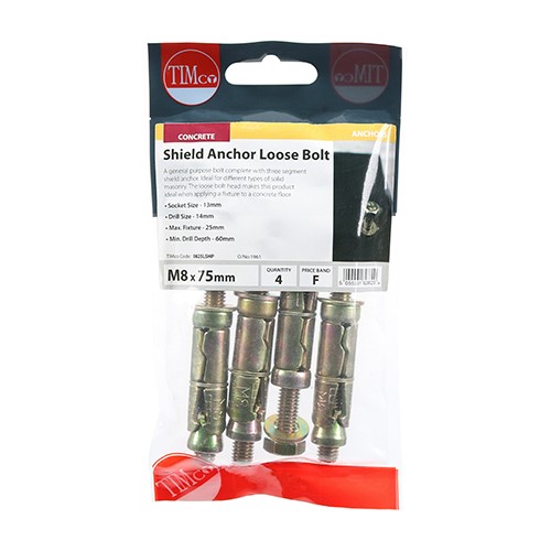 TIMCO Shield Anchor Loose Bolts M8:25L (M8 x 75mm) (4)