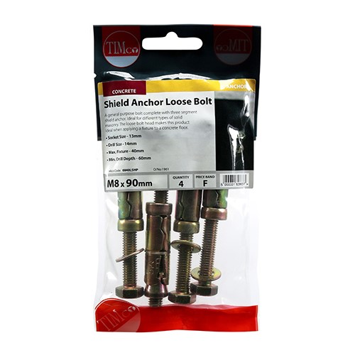 TIMCO Shield Anchor Loose Bolts M8:40L (M8 x 90mm) (4)