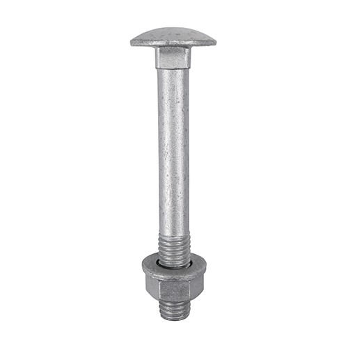TIMCO Carriage Bolts Hex Nuts & Form A Washers - Dome - Exterior - Silver M8 x 50mm (10 Bag)