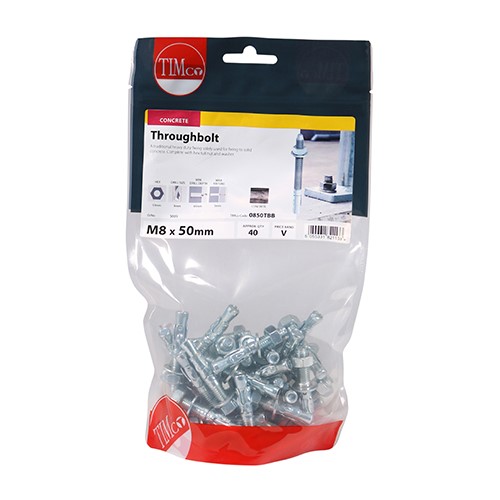 TIMCO Throughbolts - Zinc M8 x 50mm (40)