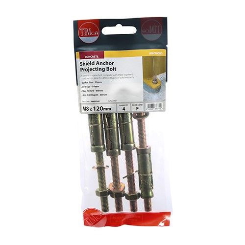 TIMCO Shield Anchor Projecting Bolts M8:60P (M8 x 120mm) (4)