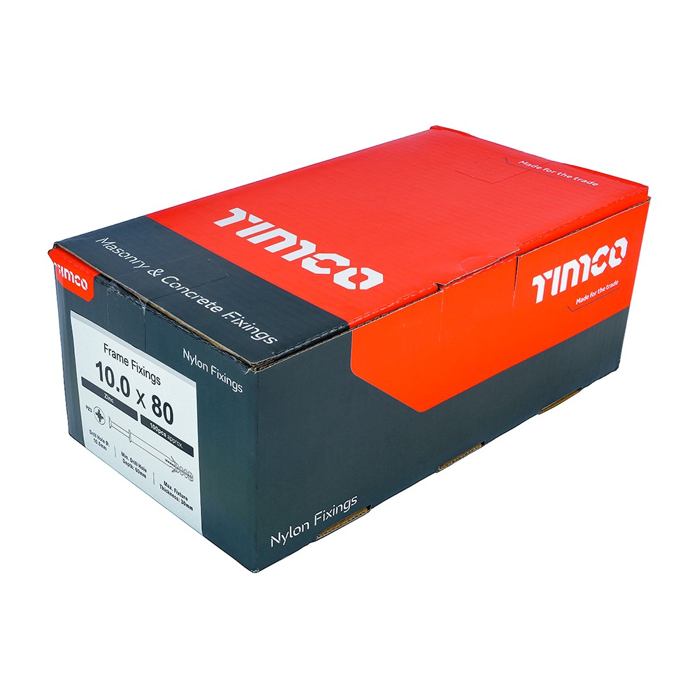 TIMCO Nylon Frame Fixing - PZ - Zinc 10.0 x 80mm (100 Pack)