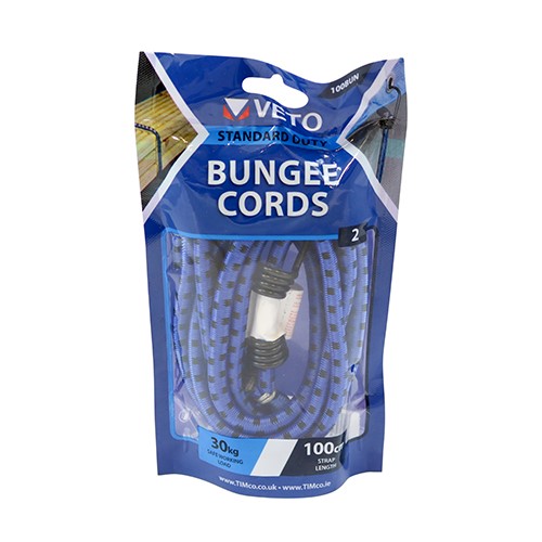 TIMCO Bungee Cords - Standard Duty Dia. 8mm x 100cm (2 Bag)