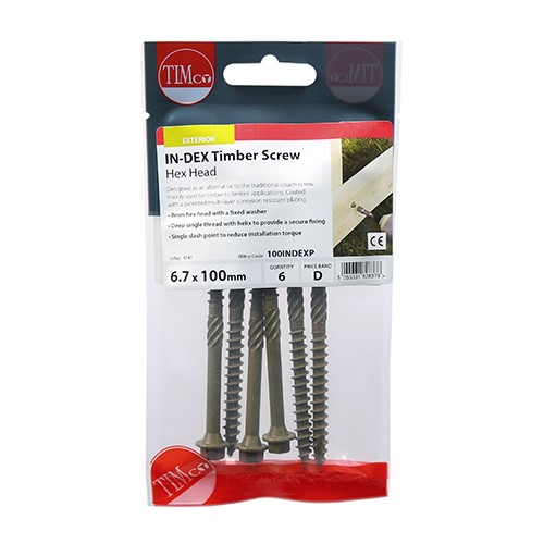 TIMCO Timber Screws - Hex Head - Exterior - Green 6.7 x 100mm (6 Pack)