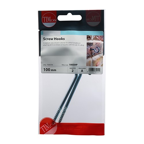 TIMCO Screw Hooks - Zinc 100mm (2)