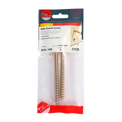 TIMCO Solo Coach Screws - Hex Flange 10.0 x 100mm (2 Pack)