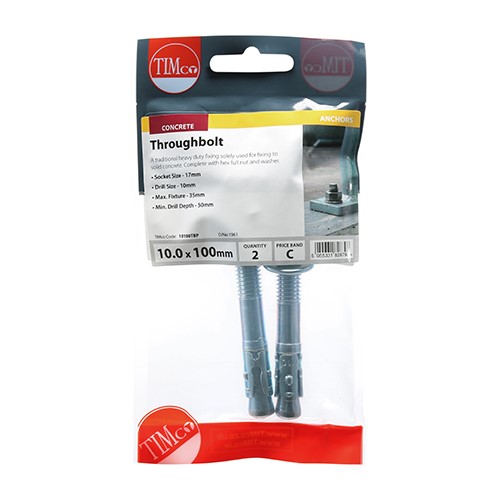 TIMCO Throughbolts - Zinc M10 x 100mm (2)