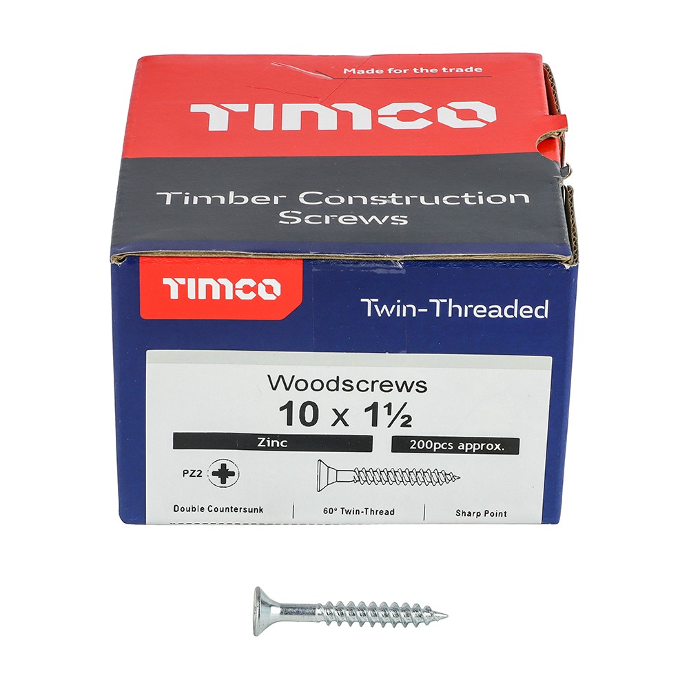 TIMCO Twin-Threaded Woodscrews - PZ -Zinc 10g x 1 1/2