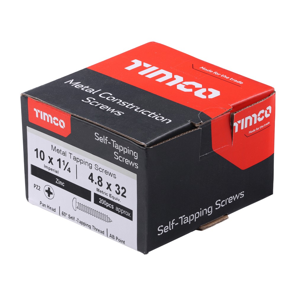 TIMCO Self-Tapping Screws - PZ - Pan - Zinc 10g x 1 1/4