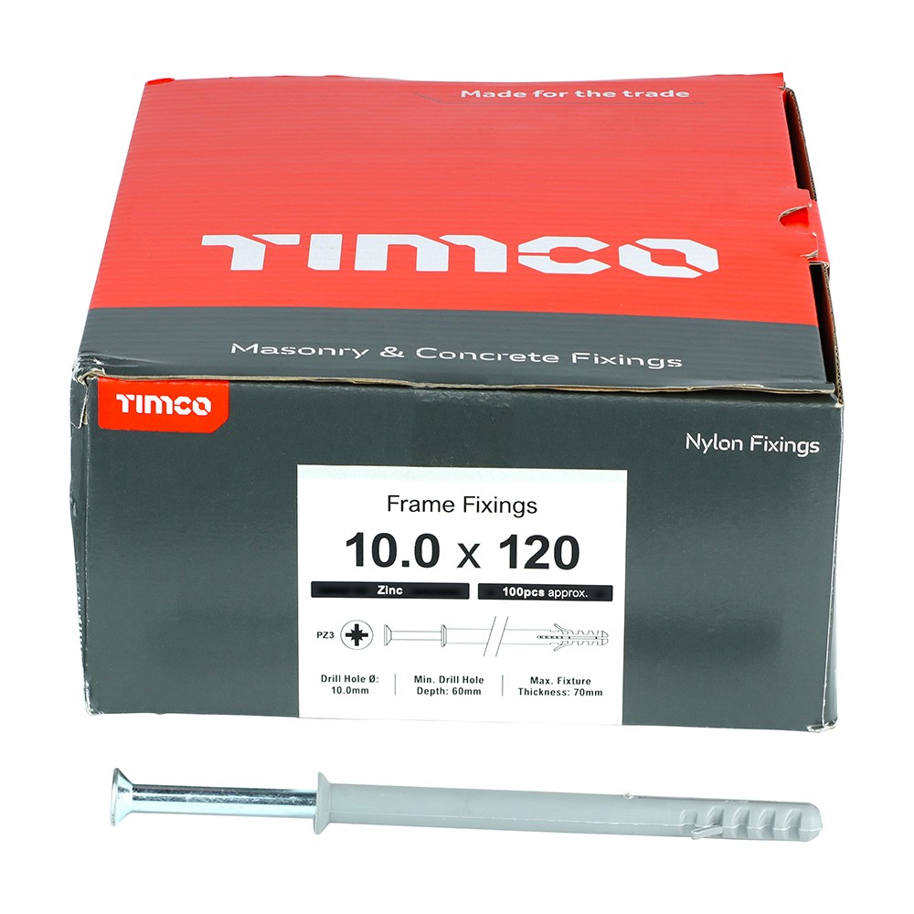 TIMCO Nylon Frame Fixing - PZ - Zinc 10.0 x 120mm (100 Pack)