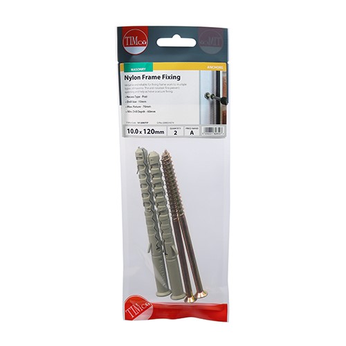 TIMCO Nylon Frame Fixings - PZ - Zinc 10.0 x 120mm (2 Pack)