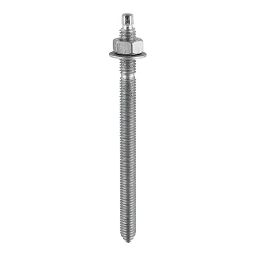 TIMCO Chemical Anchor Threaded Studs, Nuts & Washers - Hot Dipped Galvanised M10 x 130mm (10 Pack)