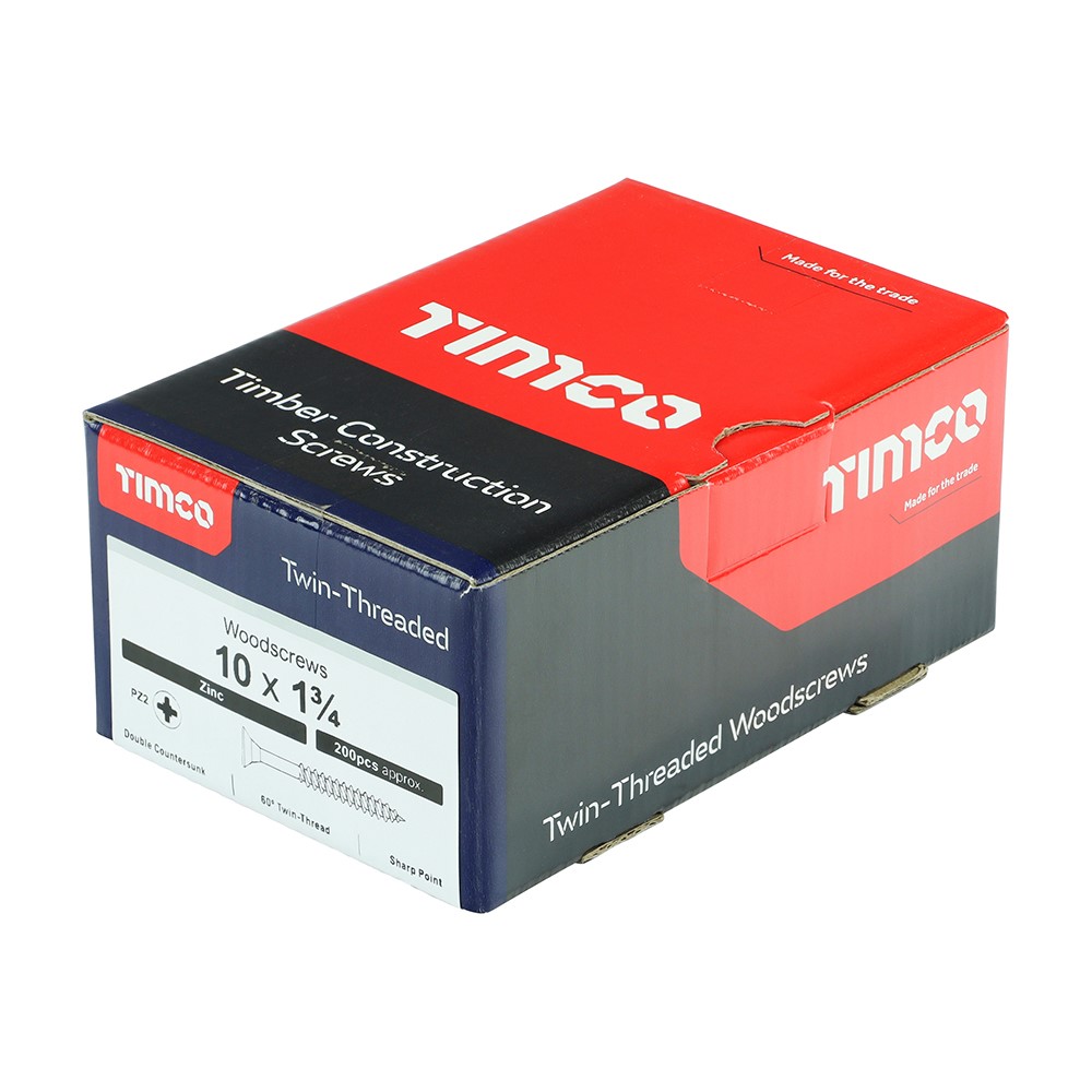 TIMCO Twin-Threaded Woodscrews - PZ -Zinc 10g x 1 3/4