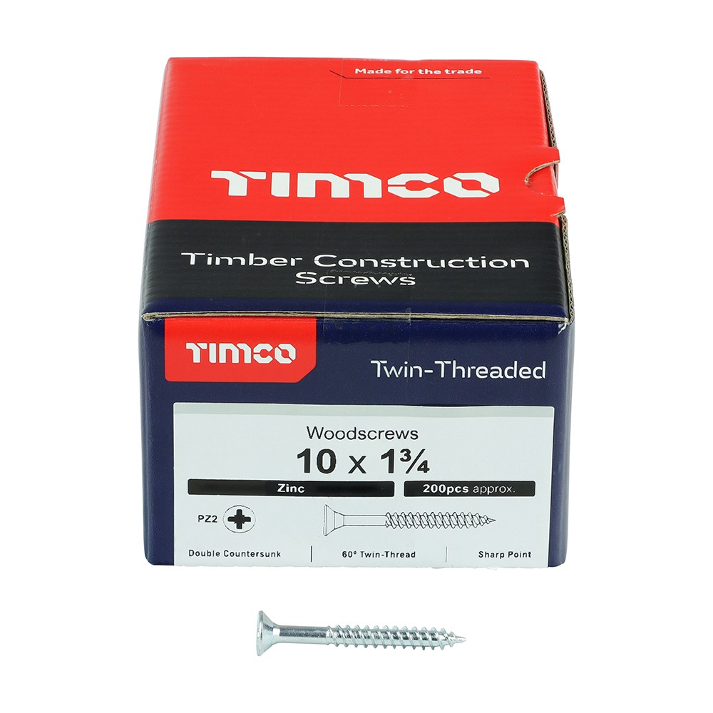 TIMCO Twin-Threaded Woodscrews - PZ -Zinc 10g x 1 3/4