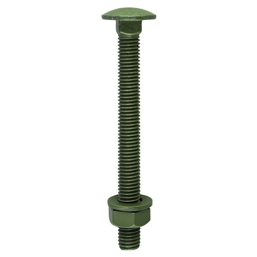 TIMCO Carriage Bolts Hex Nuts & Form A Washers - Dome - Exterior - Green M10 x 150mm (10 Pack)