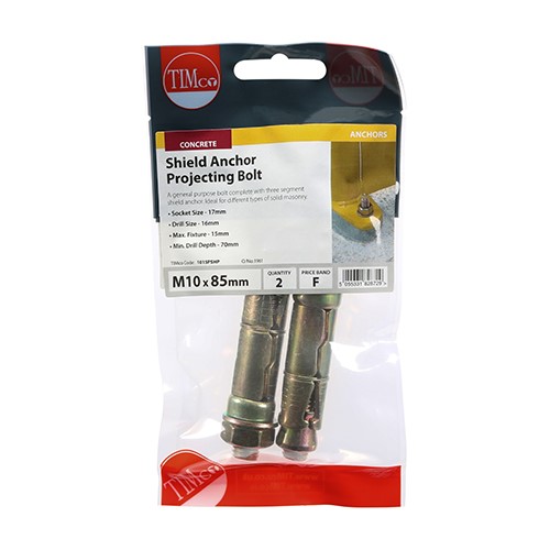 TIMCO Shield Anchor Projecting Bolts M10:15P (M10 x 85mm) (2)