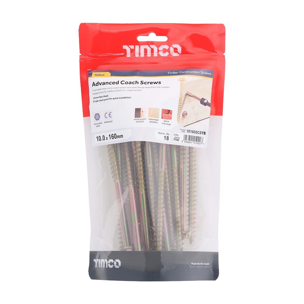 TIMCO Advanced Coach Screws - Hex Flange 10.0 x 160mm (18)