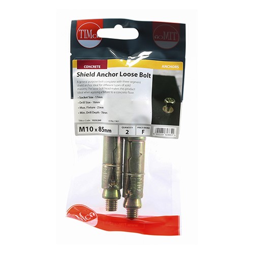 TIMCO Shield Anchor Loose Bolts M10:25L (M10 x 85mm) (2)