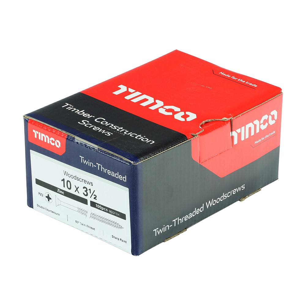 TIMCO Twin-Threaded Woodscrews - PZ -Zinc 10g x 3 1/2