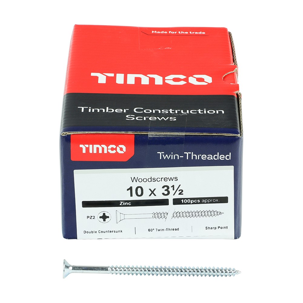 TIMCO Twin-Threaded Woodscrews - PZ -Zinc 10g x 3 1/2