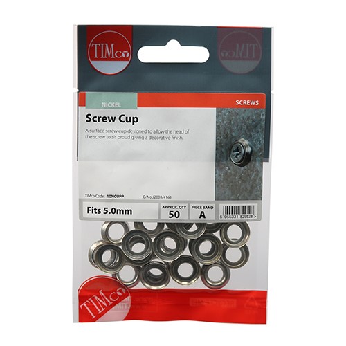 TIMCO Screw Cups - Nickel to Fit 10 Gauge Screws (50 Pack)