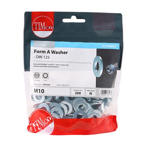 TIMCO Form A Washers - Zinc M10 (200)