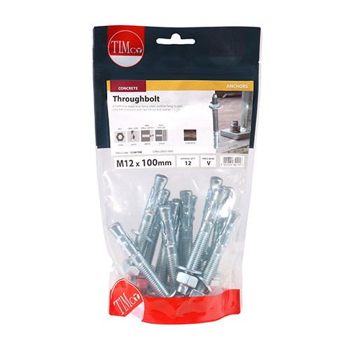 TIMCO Throughbolts - Zinc M12 x 100mm (12)