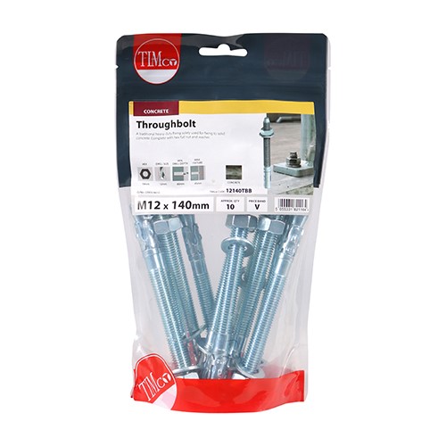 TIMCO Throughbolts - Zinc M12 x 140mm (10)