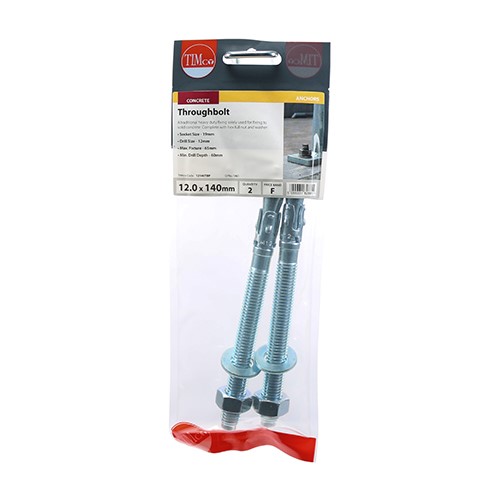 TIMCO Throughbolts - Zinc M12 x 140mm (2)
