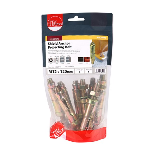 TIMCO Shield Anchor Projecting Bolts M12:30P (M12 x 120mm) (8)