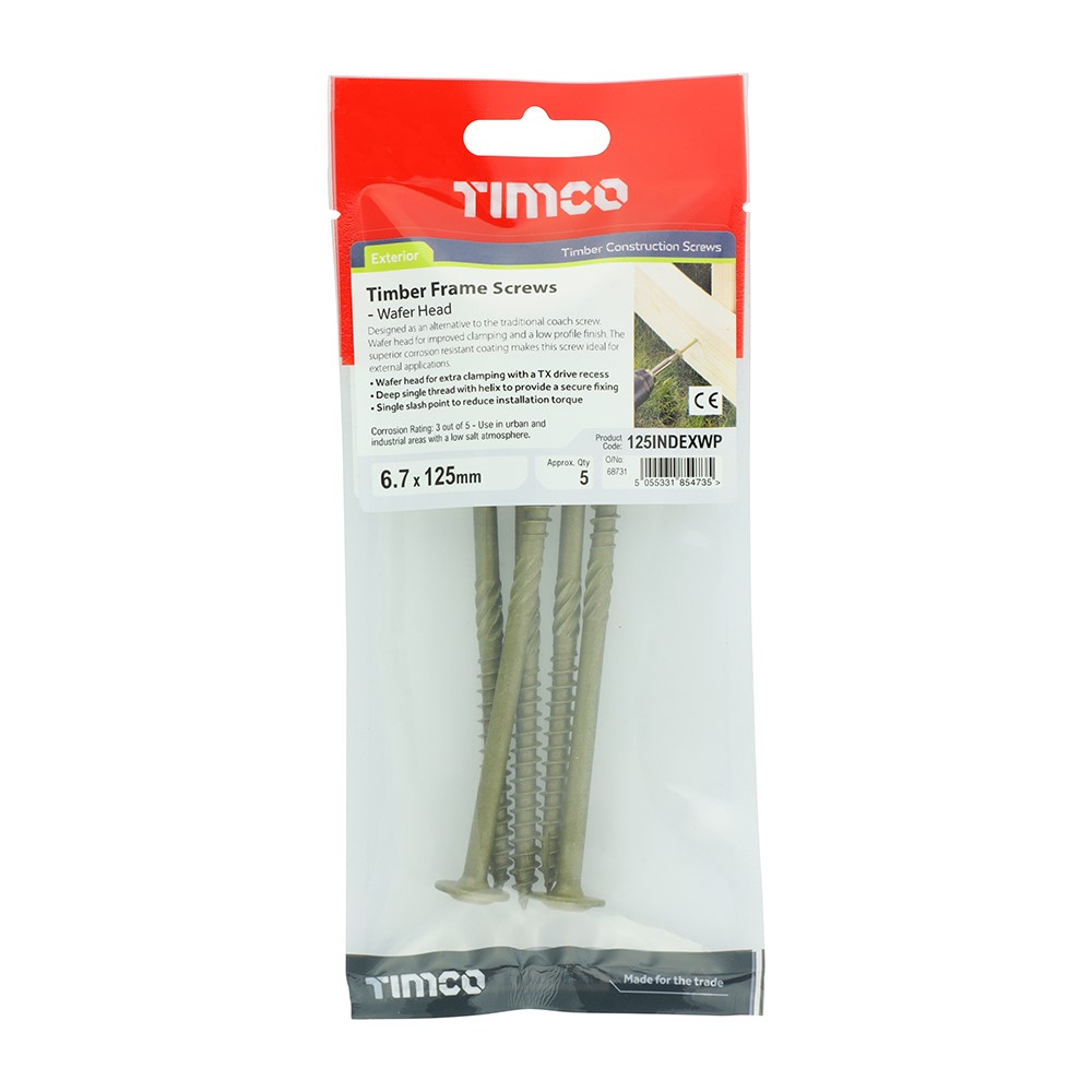TIMCO Timber Screws - TX - Wafer - Exterior - Green 6.7 x 125mm (5 Pack)