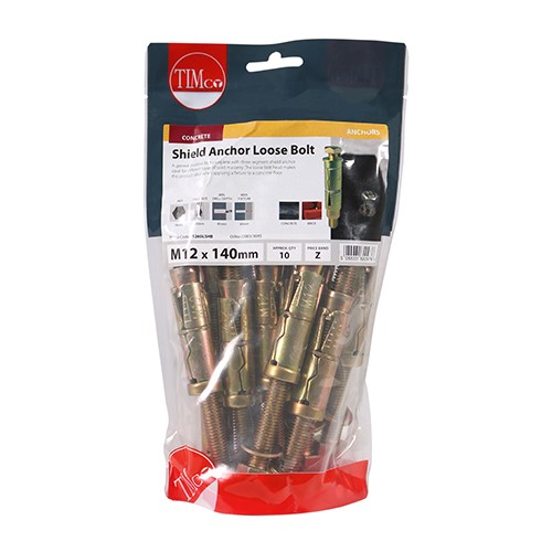 TIMCO Shield Anchor Loose Bolts M12:60L (M12 x 120mm) (10)