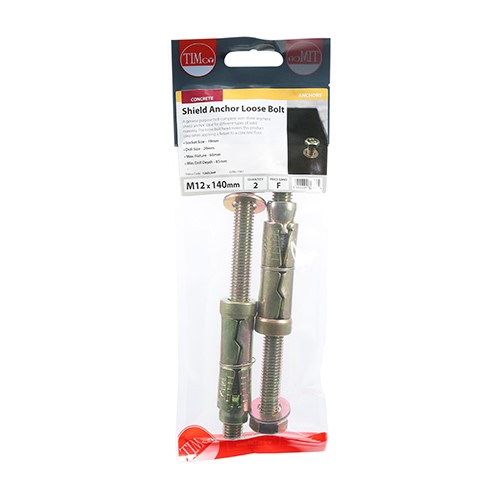 TIMCO Shield Anchor Loose Bolts M12:60L (M12 x 140mm) (2)
