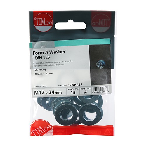 TIMCO Form A Washers - Zinc M12 (15 Pack)